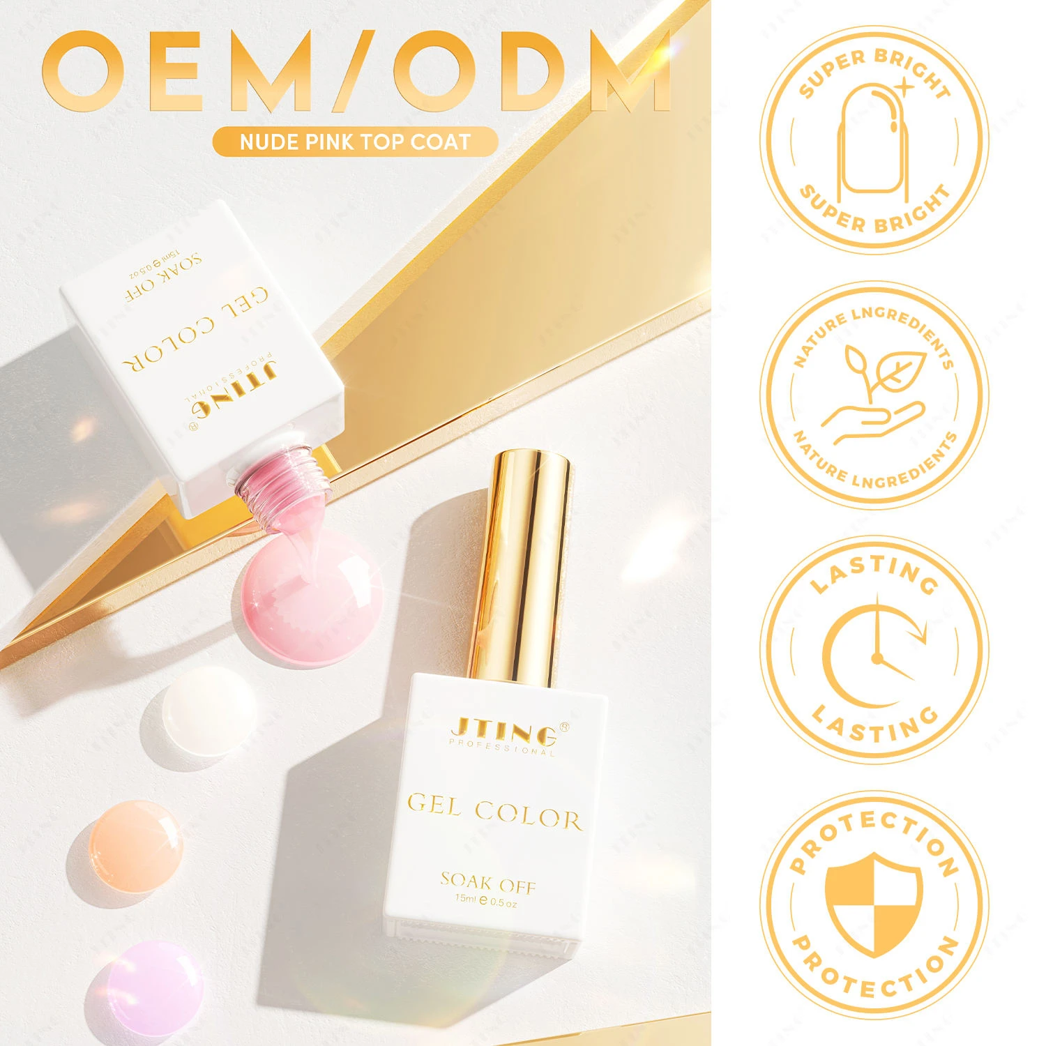 JTING 1 قطعة 15 مللي الاتجاه الجديد 4 ألوان عارية الوردي معطف فوقي زجاجة فريدة من نوعها الصباغ جيل للأظافر البولندية #2