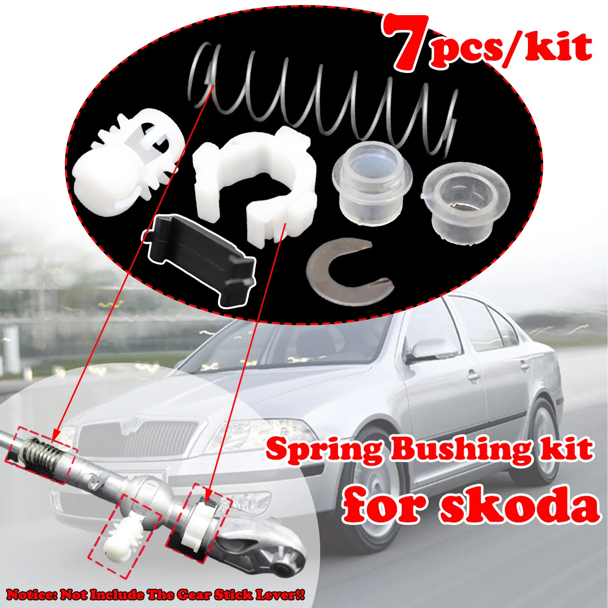 

7pcs For Skoda Octavia 1Z Superb Gear Shifter Selector Lever Shaft Gear Stick Spring Bushing kit MT Shift Issue Fix Gearstick