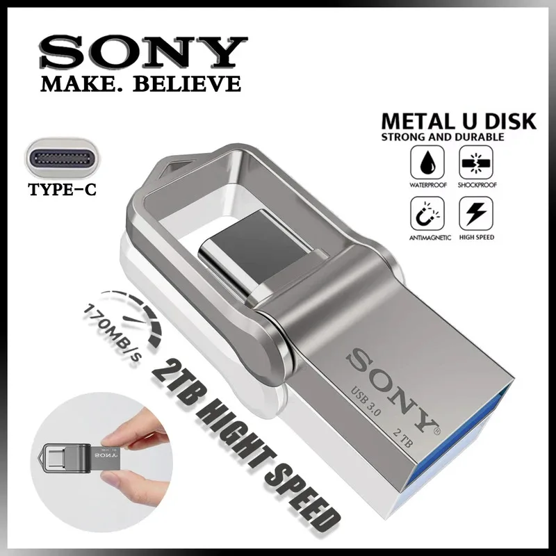 SONY Mini PenDrive 2TB USB tipo C OTG unidad Flash de alta velocidad 1TB Metal Pendrive 512GB 256GB memoria USB portátil para teléfono