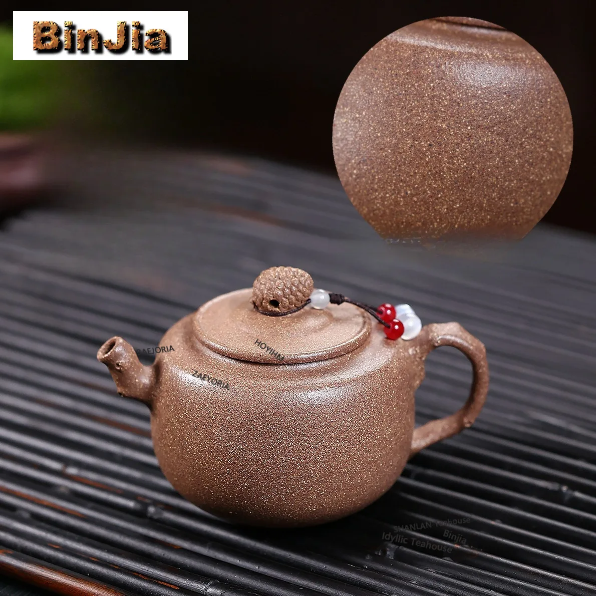 190ml Ancient Yixing Purple Clay Teapots Handmade Pine Cone Fun Pot Raw Ore Colorful Section Mud Kettle Zisha Tea Set Cha Gift