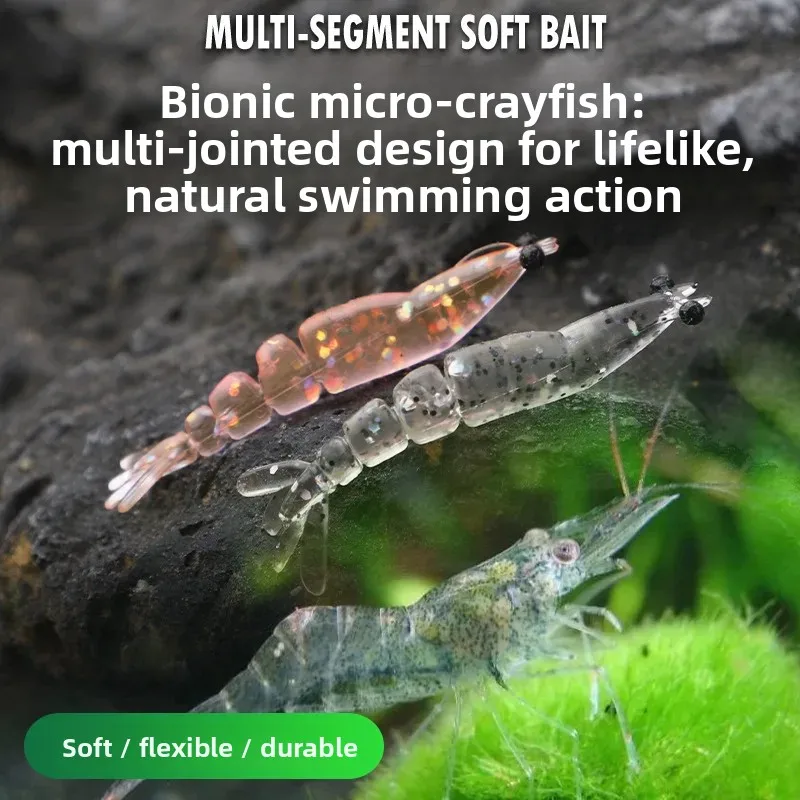 

20PCS Mini Soft Worm Shrimp Fishing Lure 0.4g/40mm Artificial Baits Bass Silicone Fishing Tackle