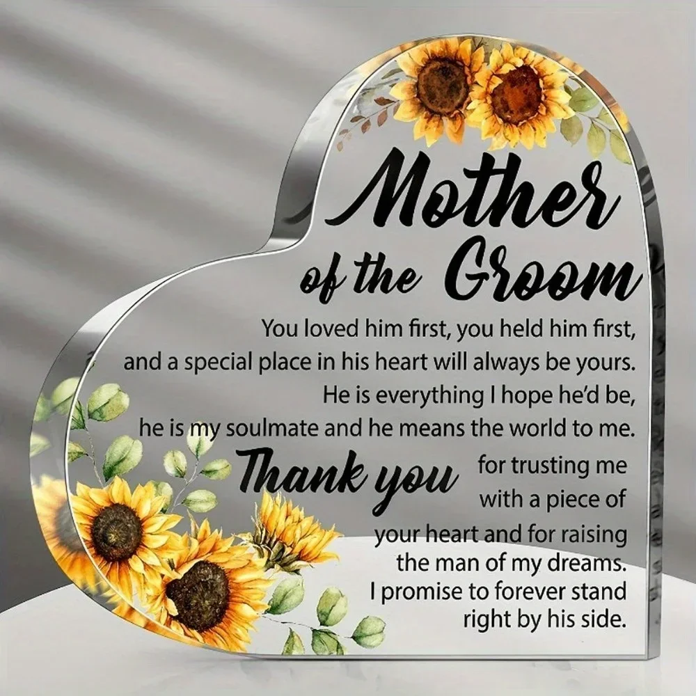 Wedding Thank You Quote Heart Acrylic Ornament Mother Of The Groom Desktop Decoration