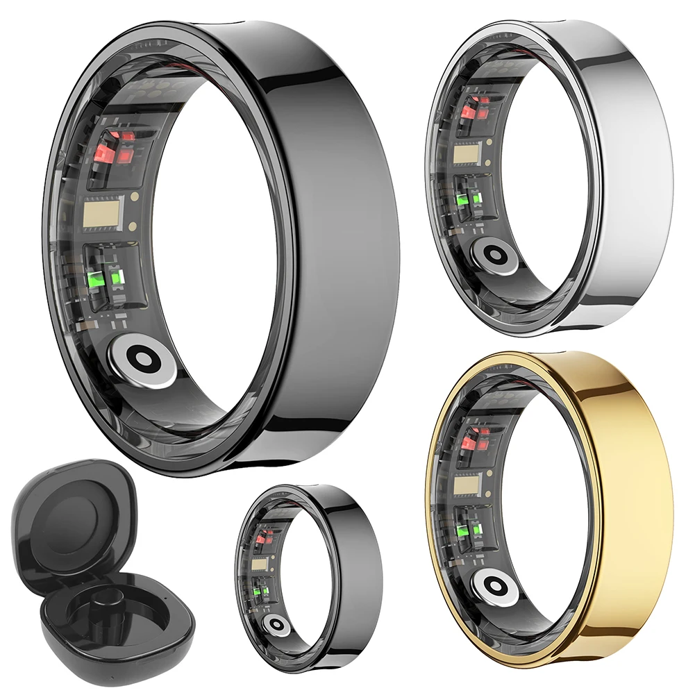 

R09 Smart Ring Heart Rate Blood Oxygen Sleep Monitoring Sleep Ring with Charging Case Fitness Tracker for Xiaomi Samsung Phone