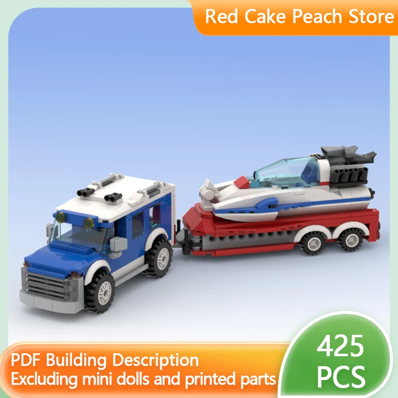 

Speed Racing Car Model MOC Building Bricks Classic RV With Speedboat Modular Technology Children Holiday Gifts Assemble Toysc