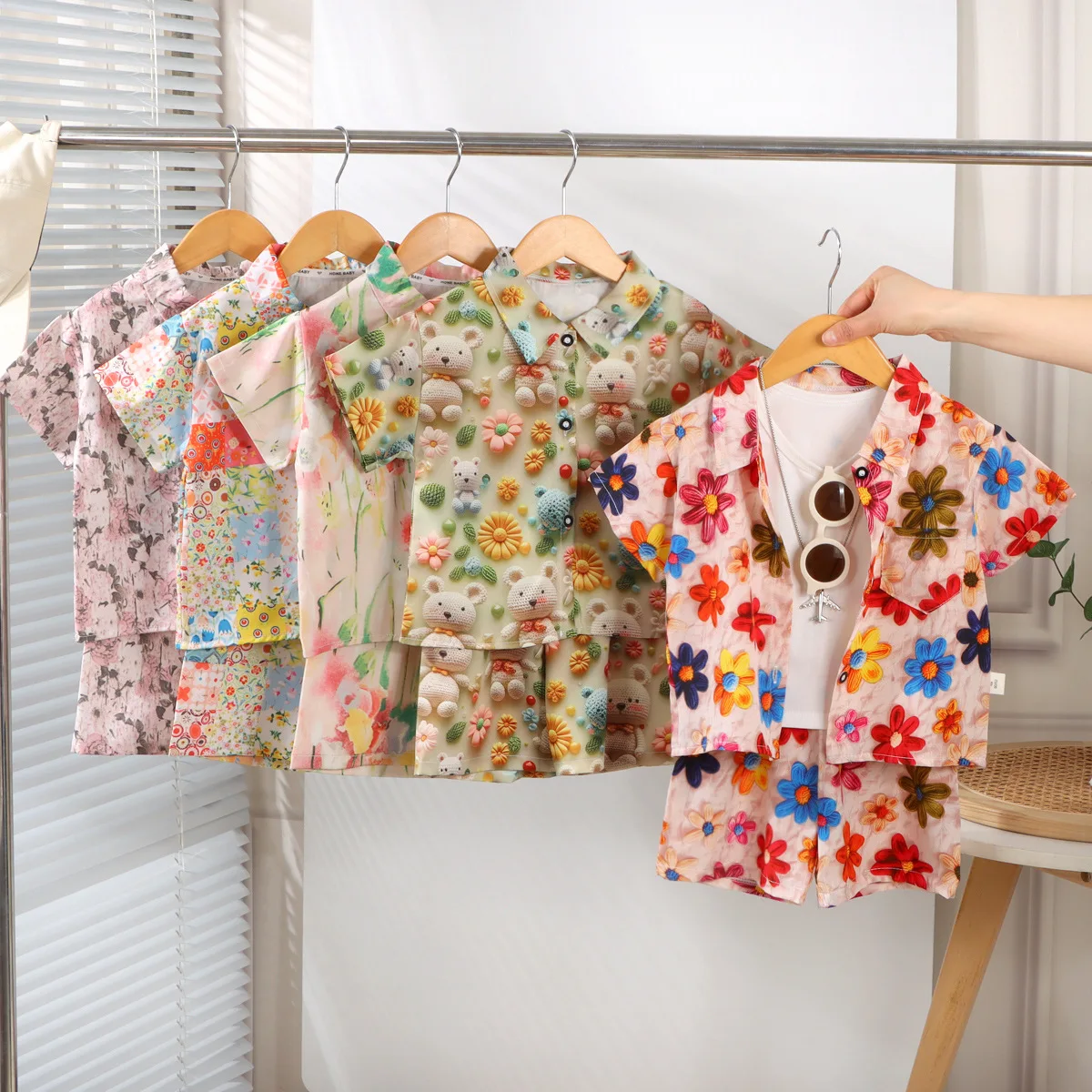Children's summer new short-sleeved shirt set Korean men's treasure trendy fashion versatile short-sleeved set