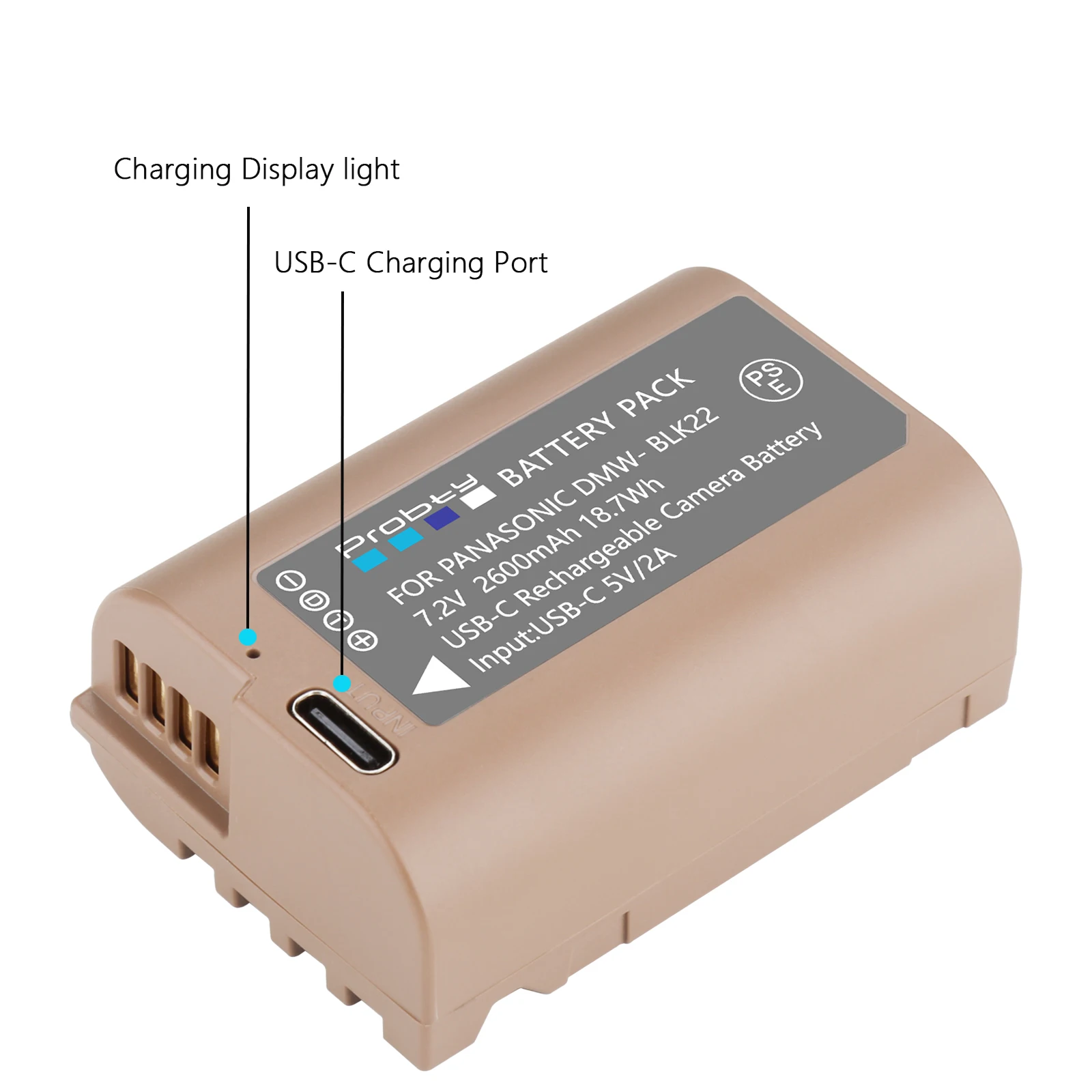 DMW-BLK22 bateria DMW BLK22 2600mAh z USB-C portem ładowania dla Panasonic LUMIX GH5 II GH6 GH5 m2 DC-S5 DC-S5 II DC-S5 IIX