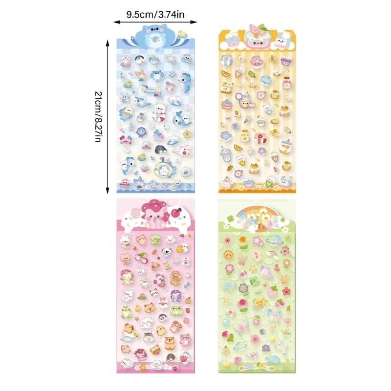 저널에 대 한 3D 동물 스티커 전화 케이스 물병 펜 케이스 노트북 스노우 보드 장식 만화 지우기 스티커