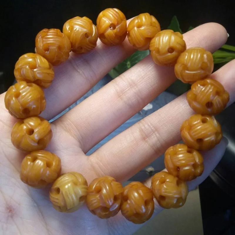 Distressed cow bone accessory carved lucky charm bracelet
