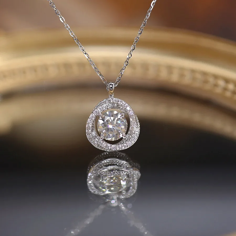 CCFJOYAS 925 Sterling Silver Möbius Round Super Flash Zircon Necklace Light Luxury Silver color Clavicle Chain for Women Jewelry