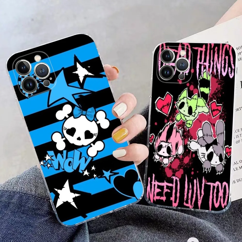 Love Black and Cute Emo Phone Case Silicone Soft for iphone 16 15 14 13 12 11 Pro Mini XS MAX Plus X Cover - view 5