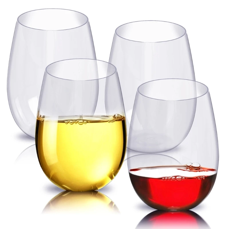 Wine Shatterproof Plastic Unbreakable Red Tumbler Cups Reusable Transparent Fruit Juice Beer Coffee Cups 16OZ/12OZ