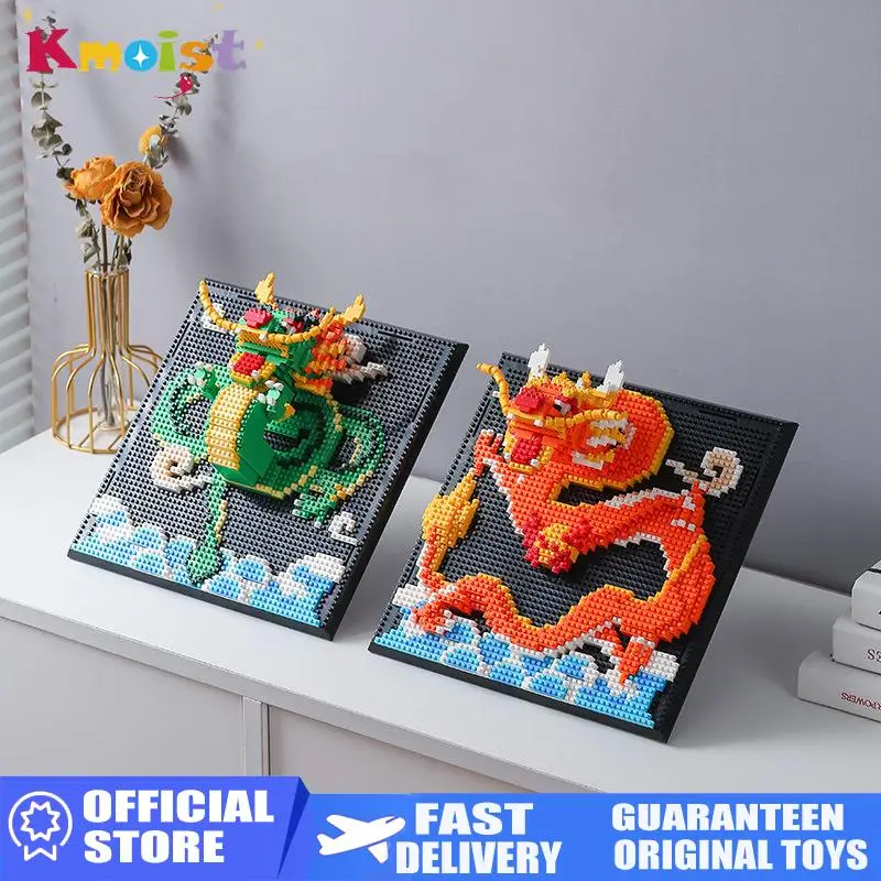 

Building Blocks Elephant Tiger Chinese Dragon 3D Animal DIY Murals Decoration Ornaments Bricks Tiger Puzzle Toys Base Kids Adult