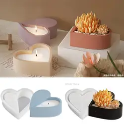 Heart Shaped Gypsum Silicone Mold Diy Storage Box Candle Jar Handmade Epoxy Resin Mold Concrete Cement Mold