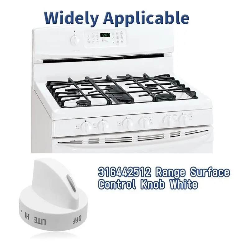For Frigidaire,Kenmore White Range Surface Control Knob 4-Pack 316442512 Burner Replacement Parts-A77G