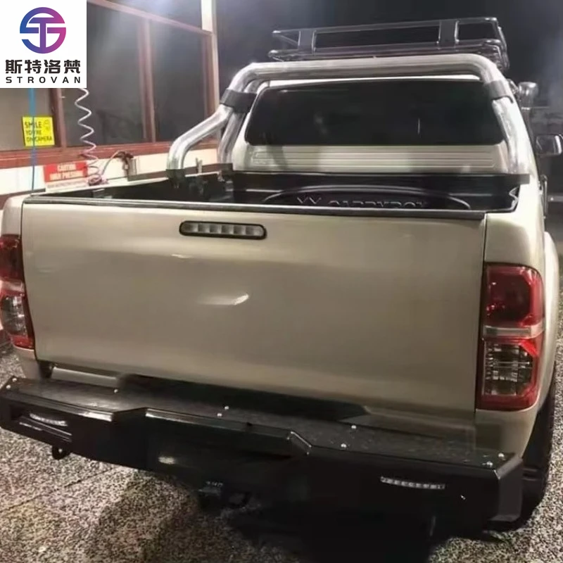 

AQTA Offroad Steel Bumper Hilux Rear Bumper Bull bar with tank Carrier and Spare Tire Rack for Hilux Vigo