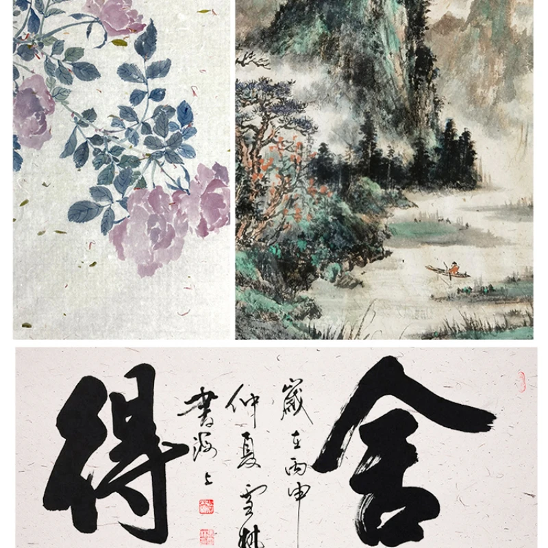 Ancient 5 Color Xuan Papier Half Ripe Batik Rice Paper Seal Script Running Cursive Calligraphy Chinese Painting Rice Papier