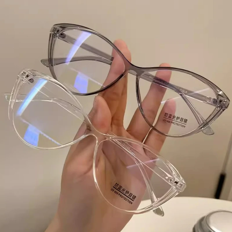 Fashion Cat Eye Sunglasses Women Men Anti Blue Light Transparent Glasses New Fashion Triangle Frame Eyeglasses Reading Eyewear