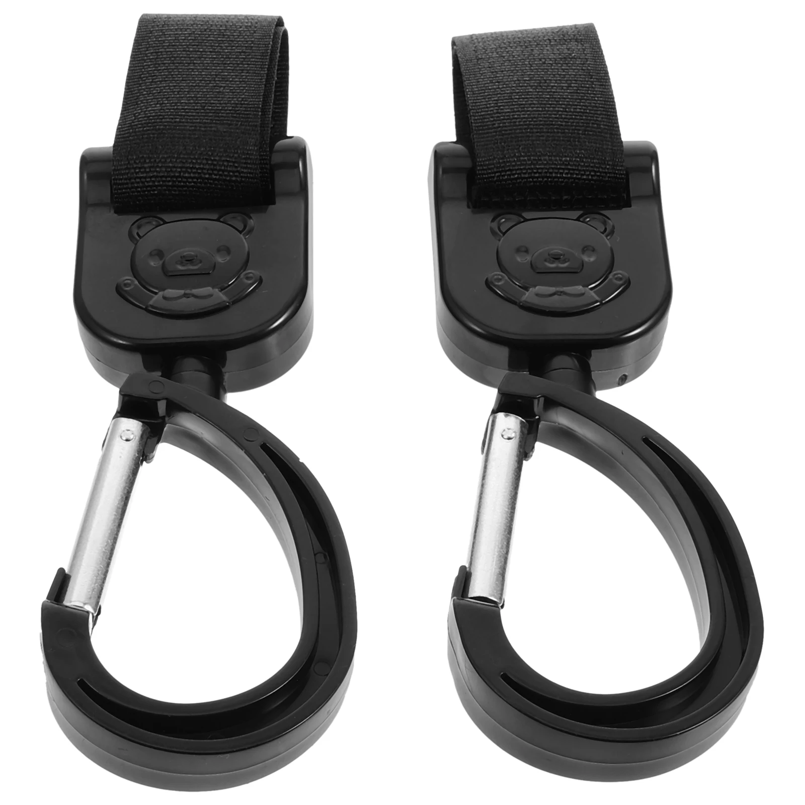 

2 pcs Black Stroller Hook For Stroller Clip Shopping 360 Degree Rotary Universal Bag Clips for Diaper Shopping Bags