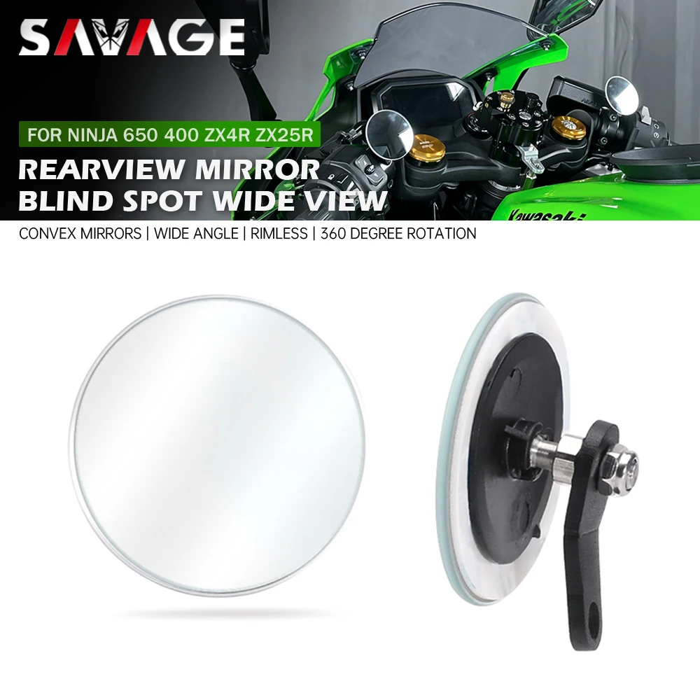 

Wide Vision Rearview Mirror For KAWASAKI ZX4R ZX25R NINJA 650/R 400 ER-6F ZX 400R 400RR Blind Spot Convex Rear View Side Mirror