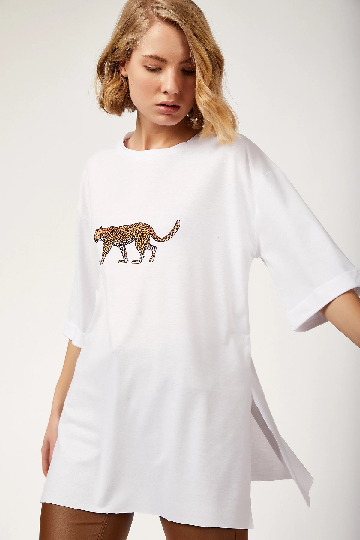 Lion Printed So Slits Tshirt 2021 Summer Spring Women 'S T-shirt Fashion Tops Sexy Print Ladies top