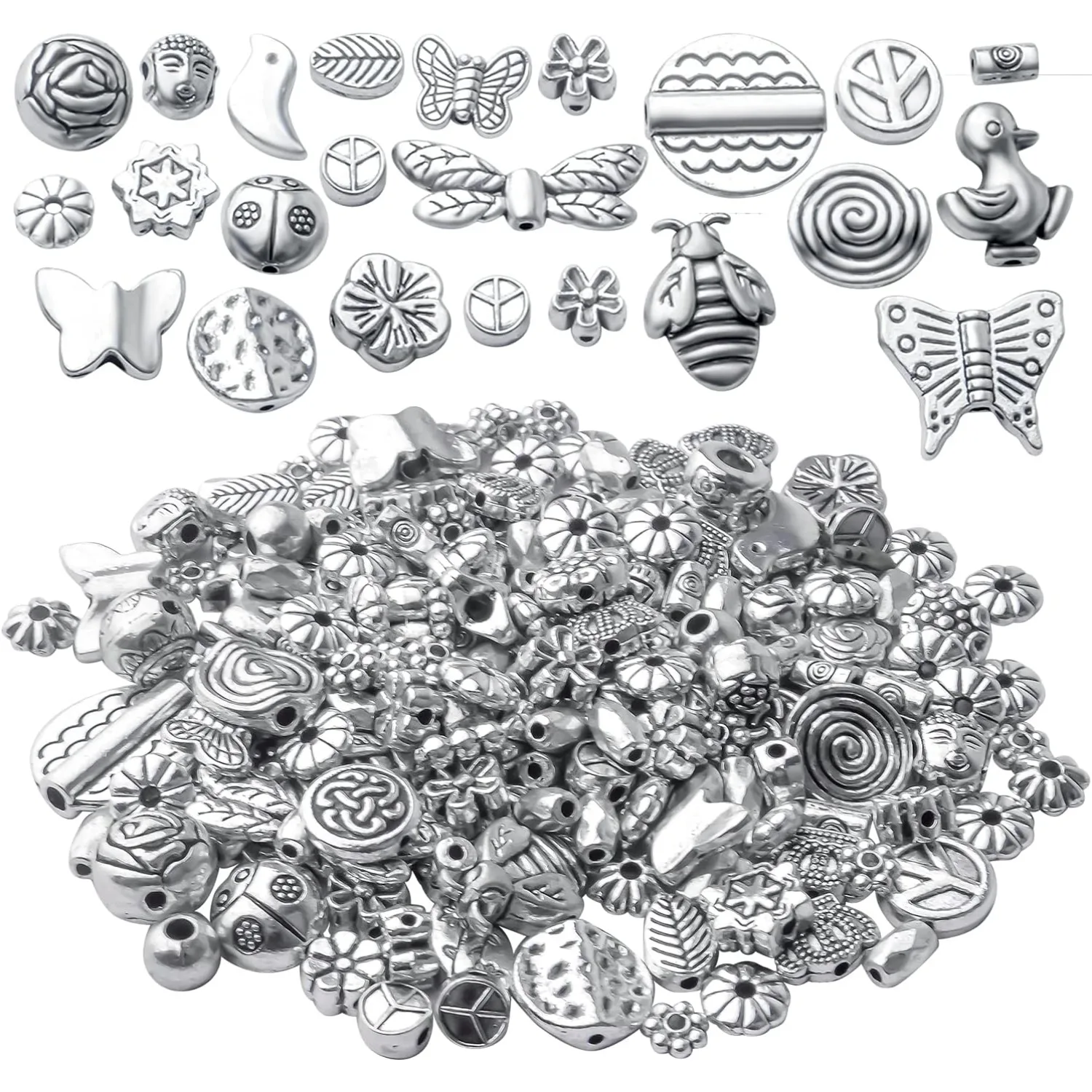 

100g Ball Leaf Butterfly Flower Animal Spacers Loose Beads Spacer Charm Beads Craft Supplies for DIY Bracelet Jewelry Making