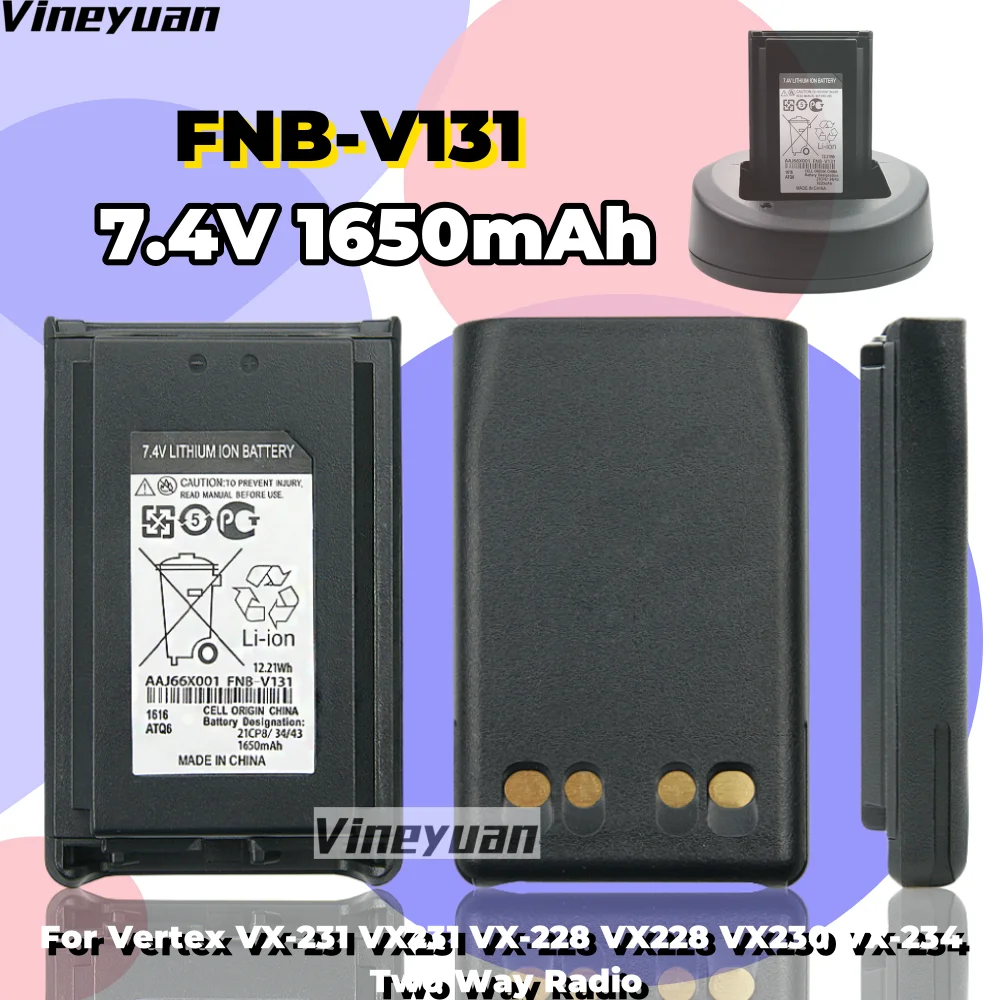 

AAJ66X001 FNB-V131 Lithium Ion Battery for Vertex VX-231 VX231 VX-228 VX228 VX230 VX-234 Two Way Radio(Fits for CD-58 Charger)