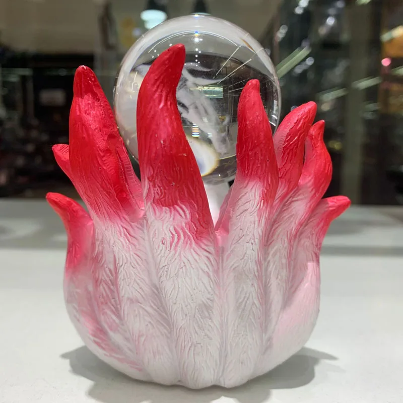Factory supply nine-tailed fox super fairy resin craft ball holder crystal ball base small animal ornaments