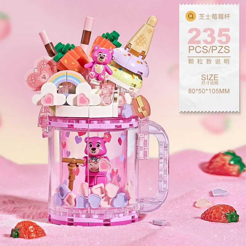 LOZ Ice Cream Cup Mini Building Blocks Fruit Juice Creative Cute City Model  Milk Puzzle DIY Assembly Bricks Toy for Girl Gifts