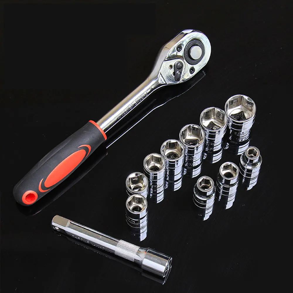 12 Pcs Ratchet Socket Wrench Kit Universal Repair Tool Multi-Function 8-32mm Wrench Home Quick Release Reversible