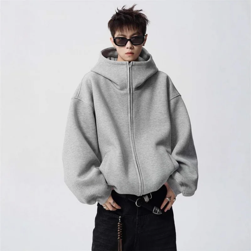 

W2EJOURNEY EU US Size High Quality 500G Heavyweight Oversize Zip Hoodie for Men Spring Autumn Trendy Double Zipper Hoodie Jacket