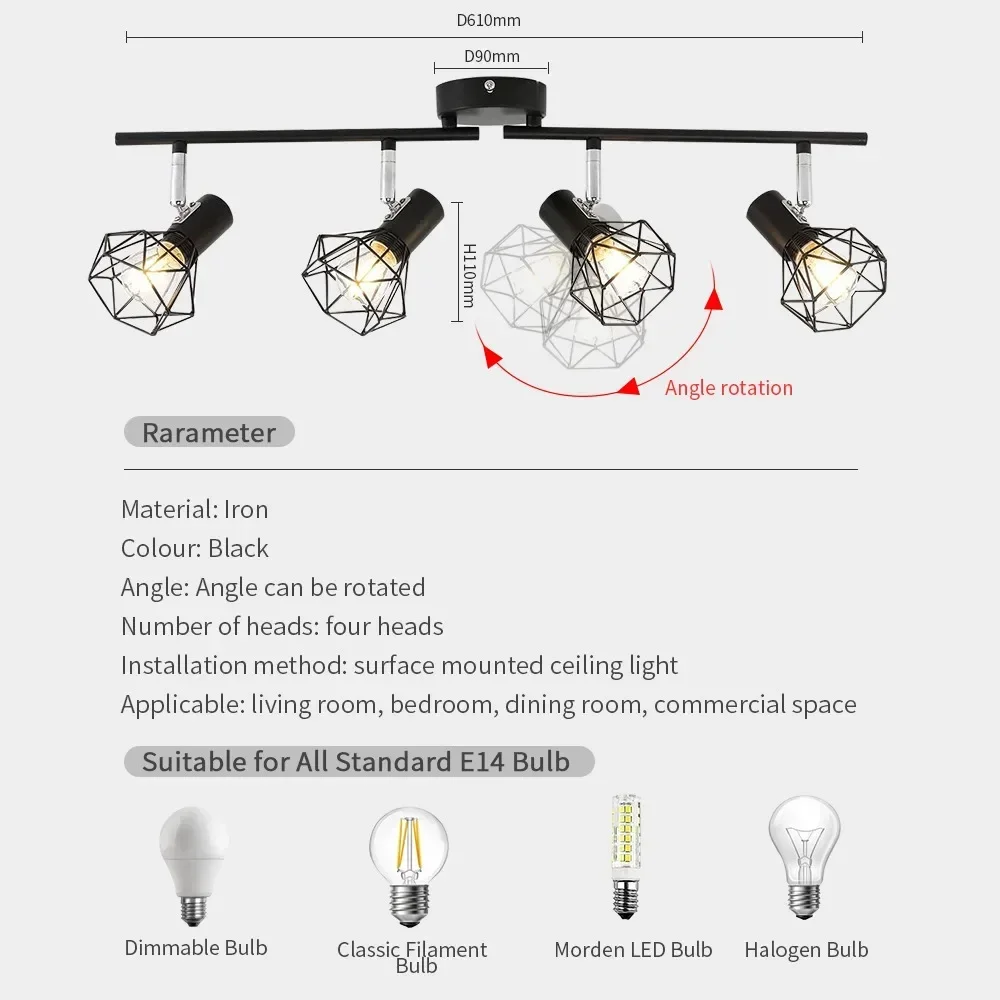 Foldable Led Track Lights Surface Mounted Spotlights Adjustable Angle Track Lighting Spot Lights for Home Kitchen Store