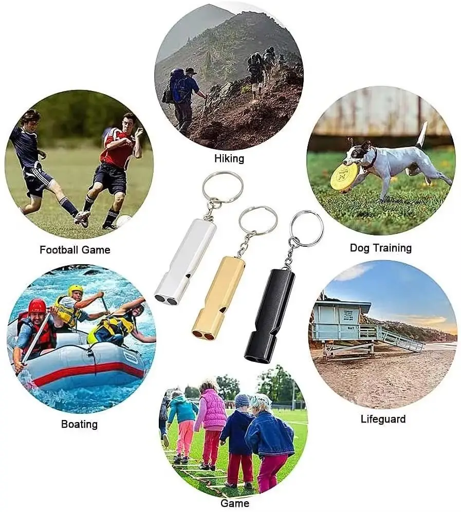 デュアル周波数サバイバルホイッスル、アルミニウム緊急安全信号、屋外EDCキット用の大きな音の救助ツール