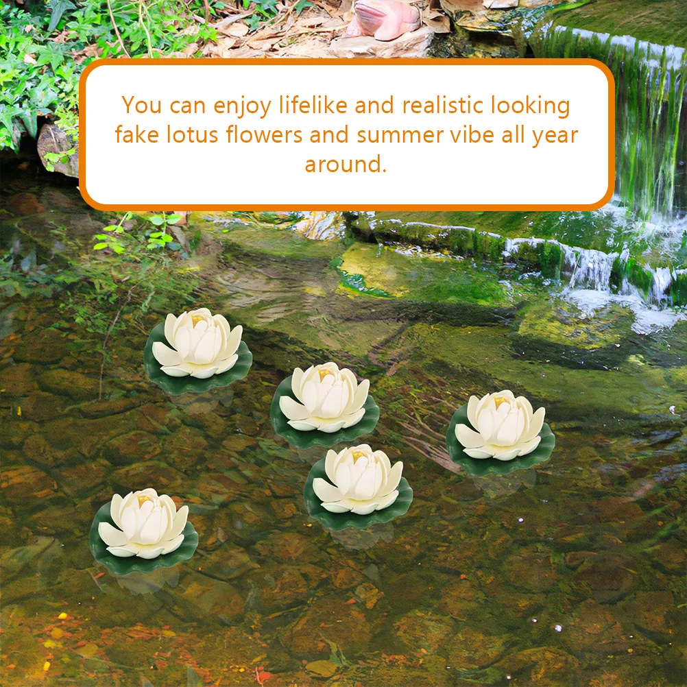 4 Pcs Fish Tank Lotus Simulated Lotus-flower Decor Pond Decoration Half-open Leaf Artificial Floating Set Plant