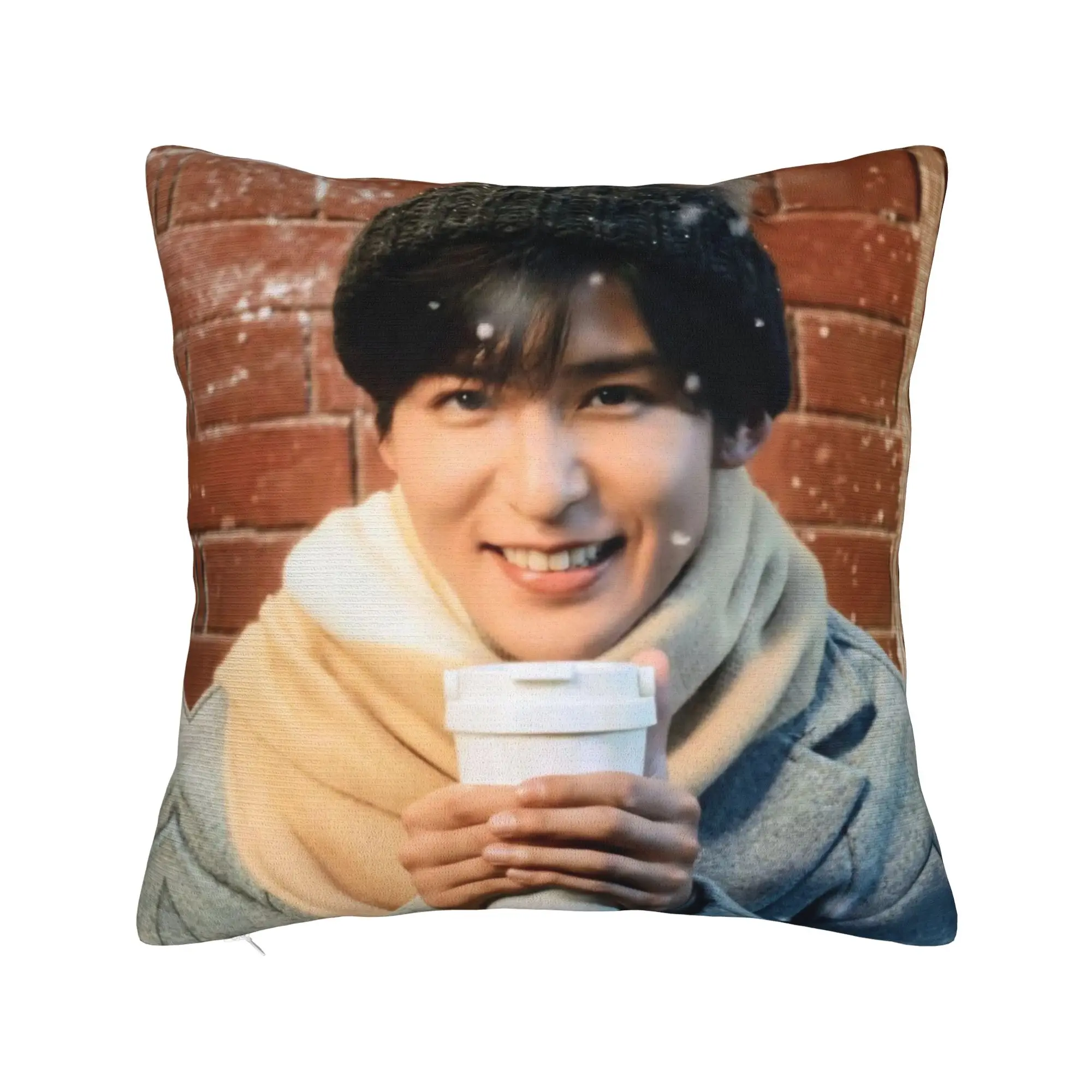 Ren Meguro Japanese Actor Square Pillow Case  Cushion Cover Vintage Zippered Decorative Throw Pillow Case Cover for Seat 40x40cm
