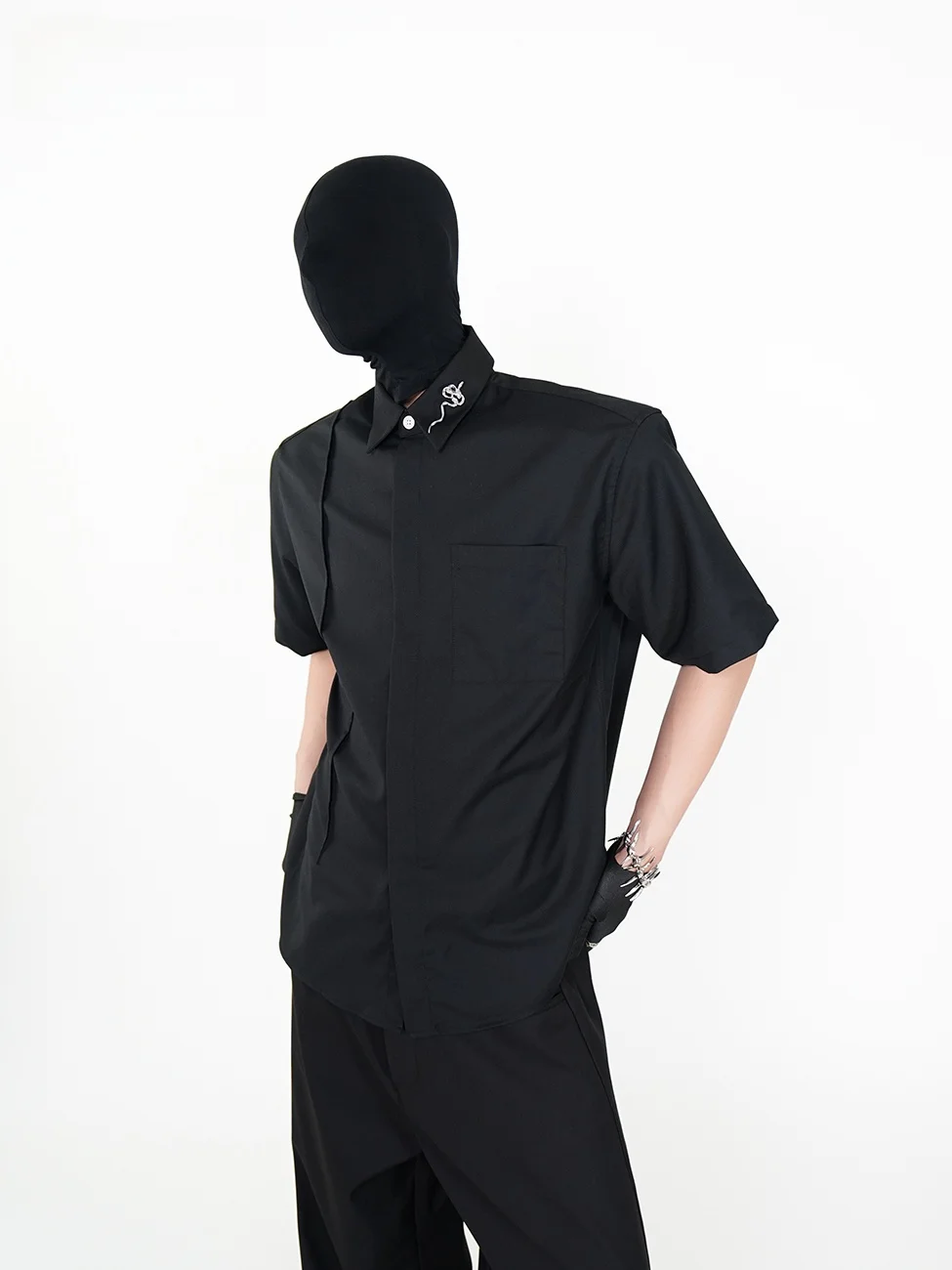 

VE2 Summer Heavyweight ort Sve irt Men's Slim Fit Collared Pure Color Top Anti-Wrinkle Iron-Free Polyester Fiber