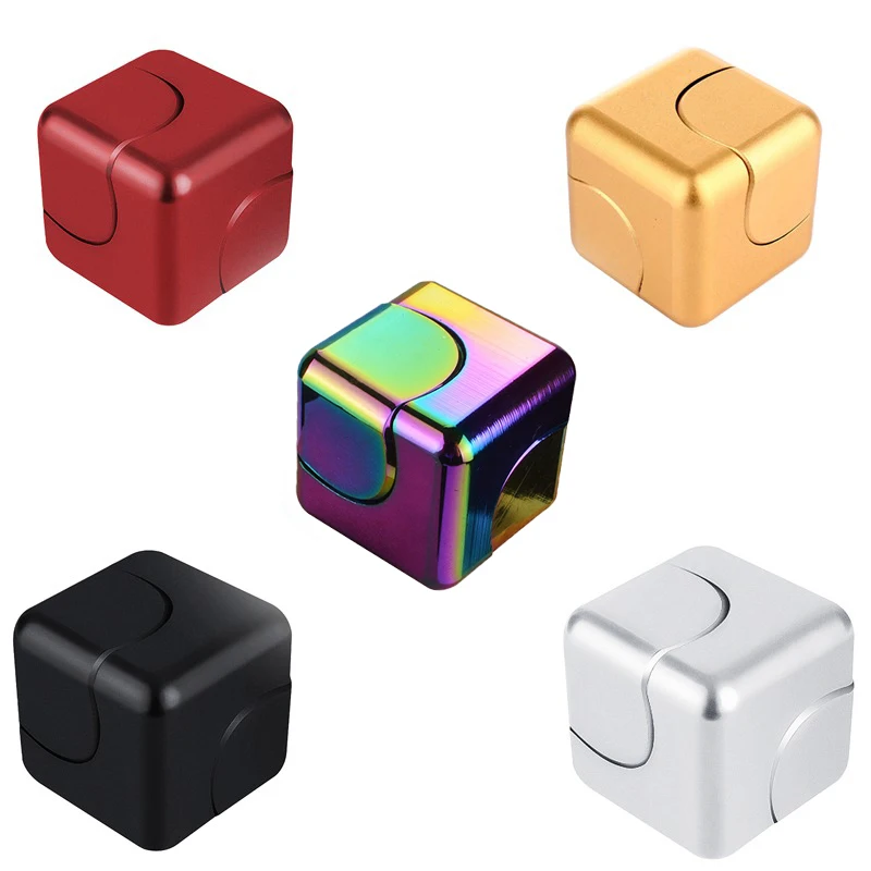 

Fidget Spinner Metal Magic Cubes Fingertip Toys Desktop Square Spinning Tops Children Gyro Adults Stress Relief Gifts for Kids