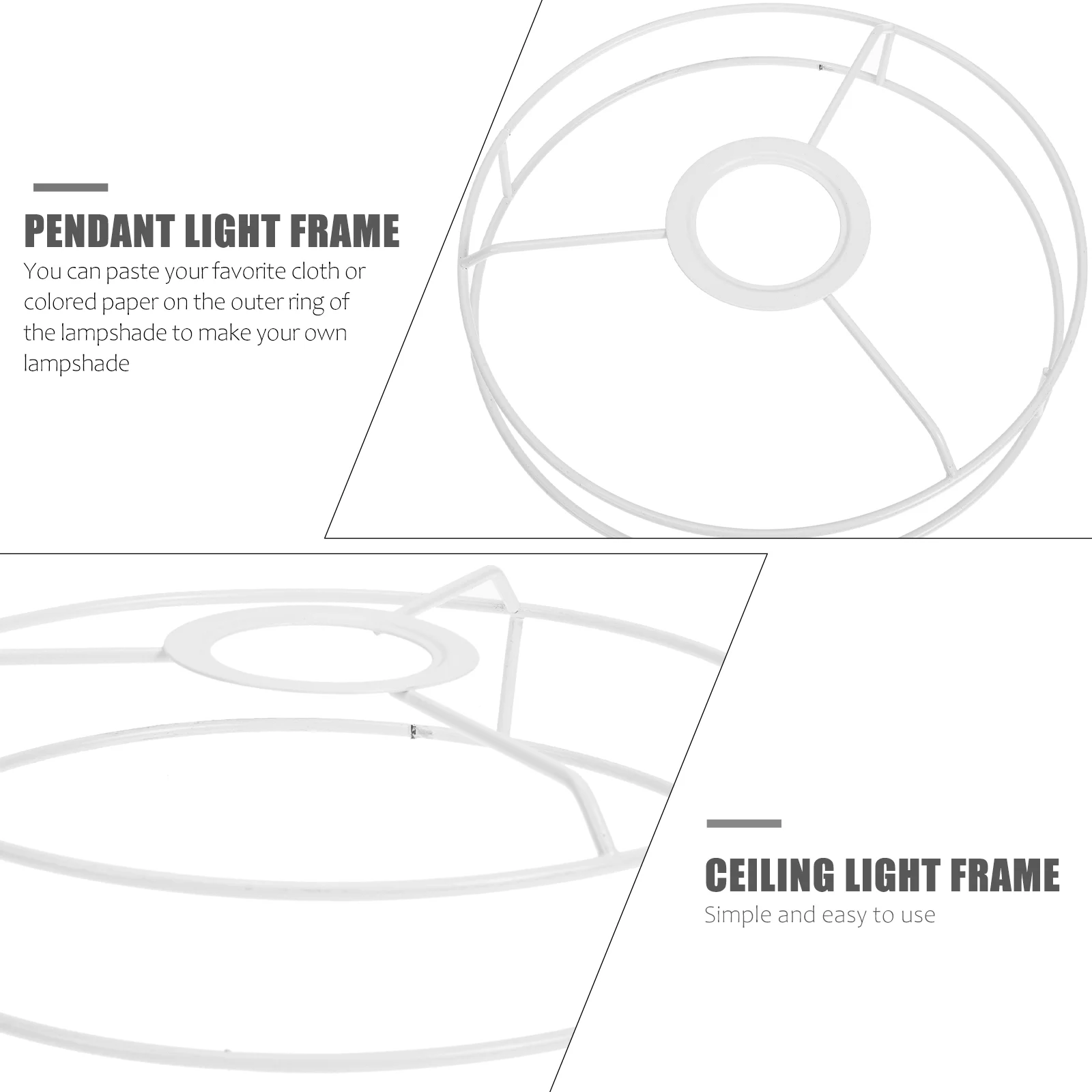 Premium Lampshade Frames Wire Lamp Cover Metal Ring Support Light Holder for DIY Desk and Ceiling Lamps