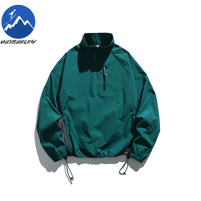 Maxbarley Premium Jacket Fashion Half Zip Stand Collar Outdoor Camping Windproof Coat Casual Mountain Style Windproof Garment