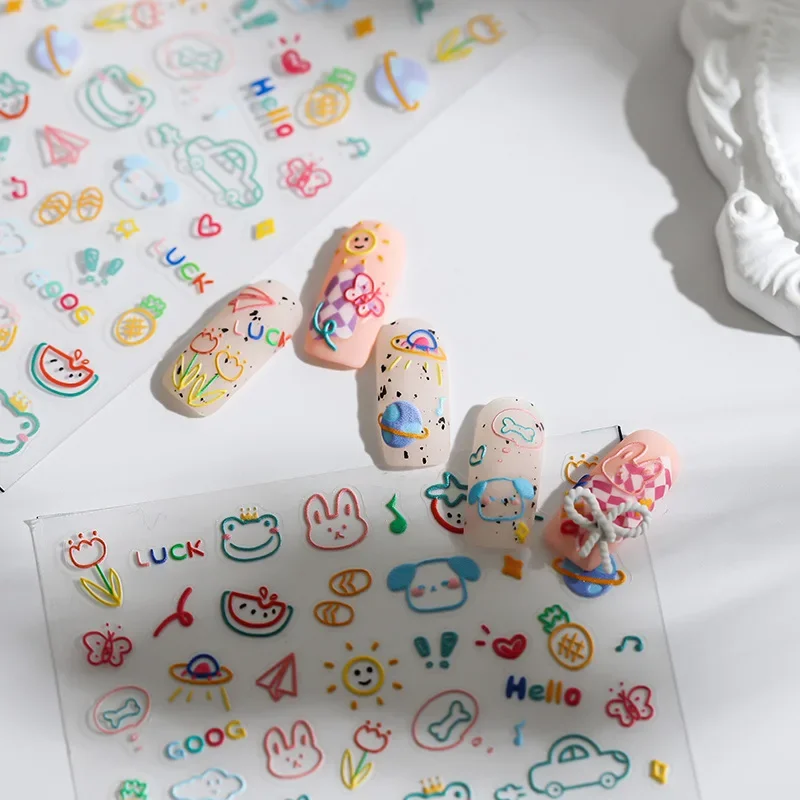 New Technology Three-dimensional Nail Art Stickers Adhesive Nail Stickers Accessories Childlike Graffiti