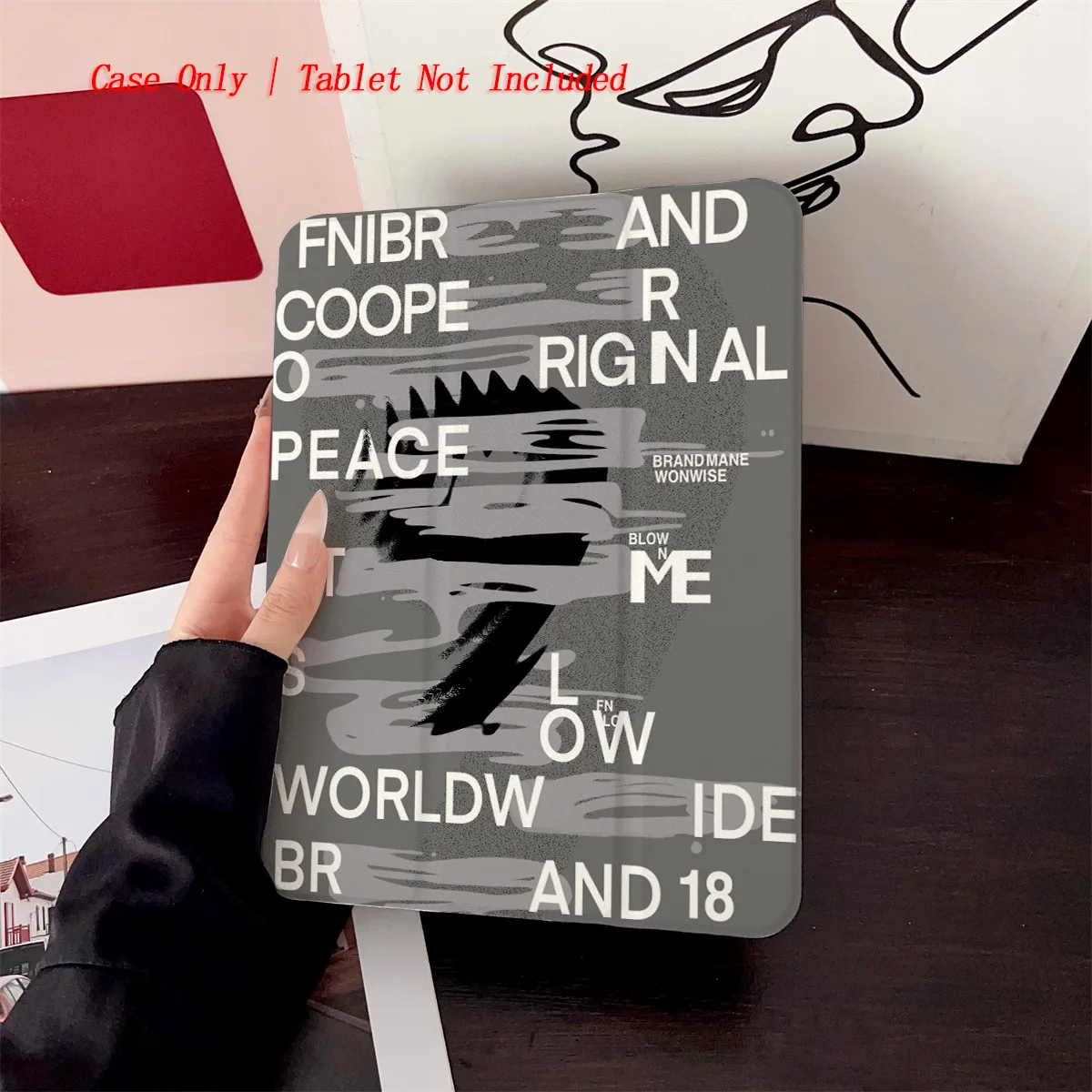 

Чехол для iPad с принтом Lucky Number 9, 360° ° Вращающийся книжный стиль с отделением для ручки, простой свежий дизайн