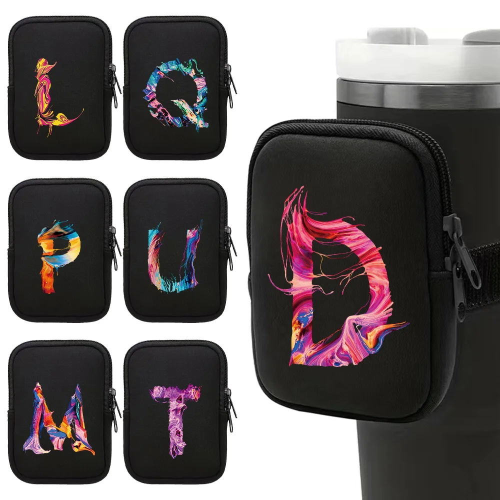 

Water Bottle Pouch for Sports Quencher 40oz Sports IceFlow 20/30oz Tumbler Pouch with Pocket for Cards Keys Paint Pattern