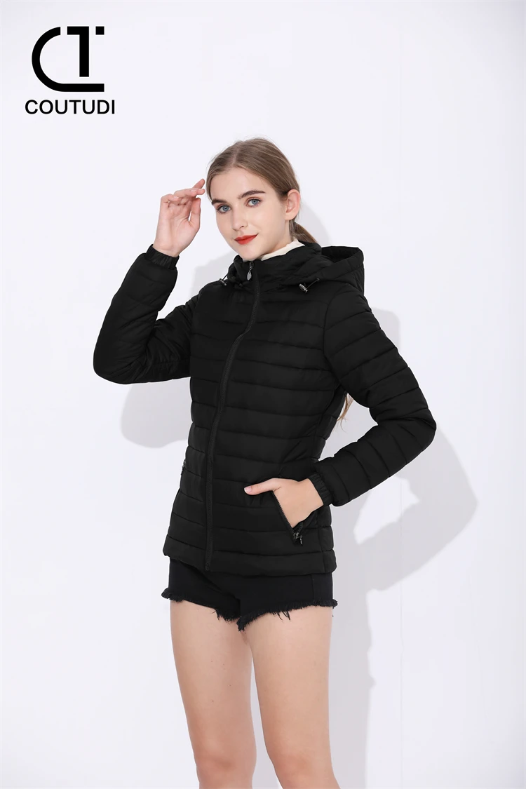 COUTUDI Long Sleeve Puffer Jackets for Women, Ultralight Down, Cotton Jacket, Warm Coat, Female Parkas, Fashion, Autumn Winter