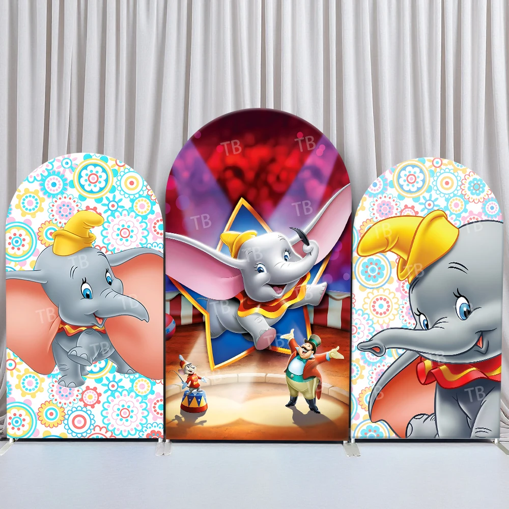 

TB Disney Dumbo Theme Arch Backdrop Cover for Kids Birthday Party Baby Shower Fabric Elastic Photograph Background Wall Supplies