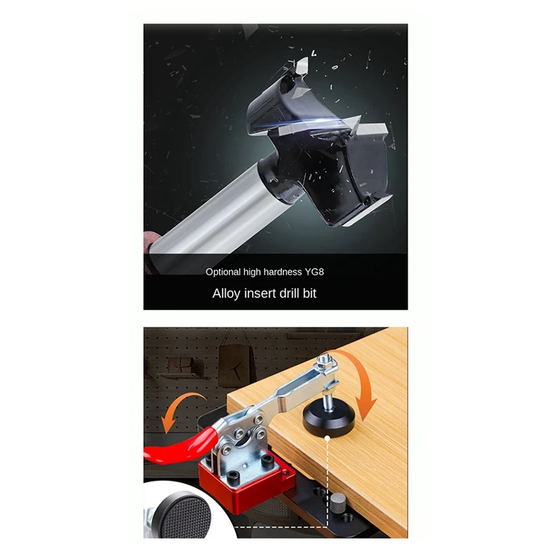 ABJI-Woodworking 35MM Hinge Hole Opener Cabinet Door Aircraft Hinge Positioner Auxiliary Tool Hole Distance Adjustable