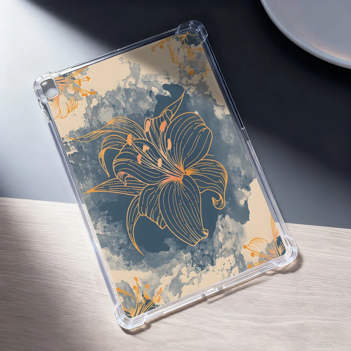 Crystal Clear Tablet Case for Samsung Galaxy Tab S9 S10 FE A9 A11 S7 S8 Plus Cover Retro Chinese Vibe Ink Wash Texture Covers