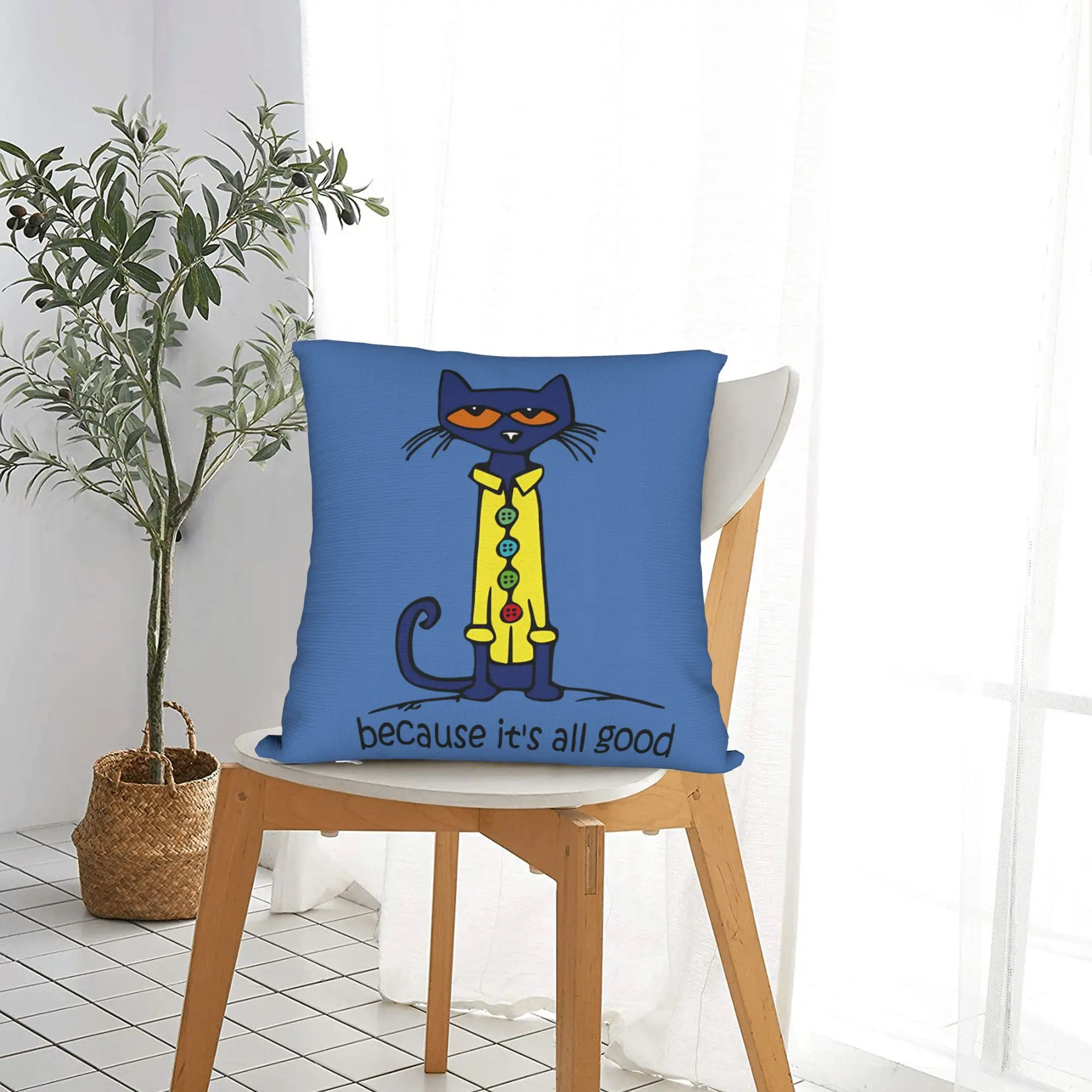 Petes the cat   Cute Kitten Square Pillowcases Polyester Bed Car  Cushion Cover Creative Decorative Pillowcase 40*40