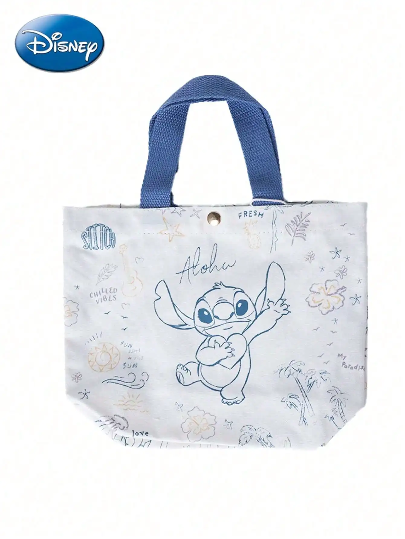 

1PC Disney Officially Licensed Stitch Canvas Bag Cartoon Cute Large Capacity Grocery Bag Trendy Fashion Tote Bag