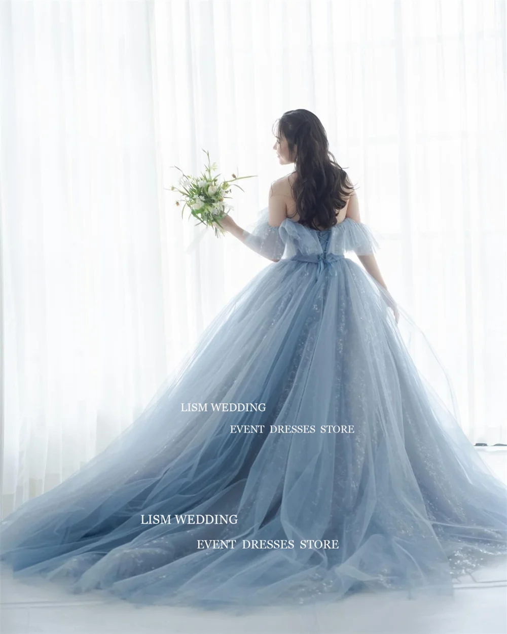 LISM Elegant Sweethaert Korea Wedding Party Evening Dresses For Photoshoot Off Shoulder Corset Back Long Party Formal Dress image 3