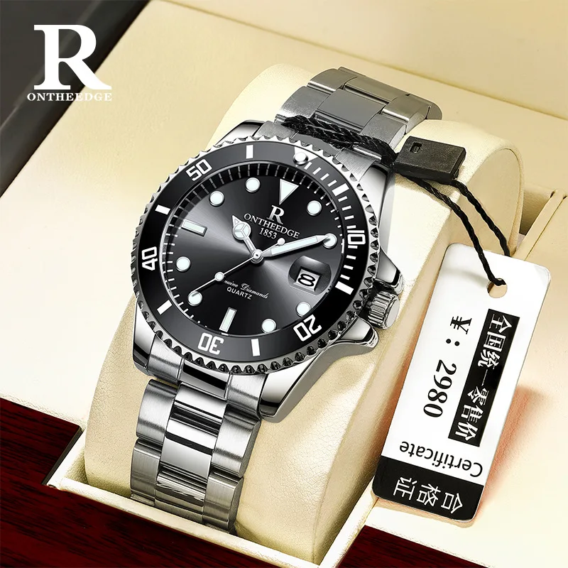 

Оптовые мужские водонепроницаемые часы из нержавеющей стали, светящиеся деловые и повседневные кварцевые наручные часы в стиле дайвинга с большим циферблатом