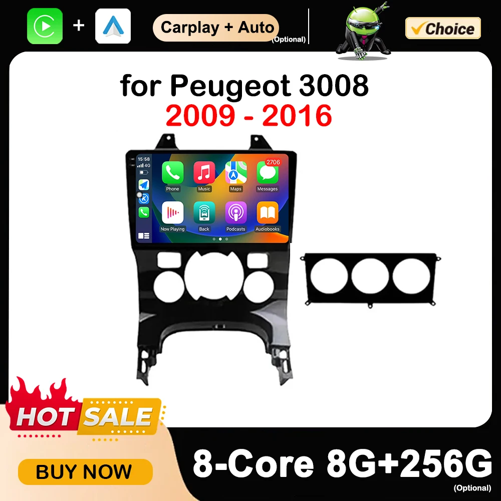 

9 '' for Peugeot 3008 2009 2010 - 2016 Car Multimedia Player Android OS GPS Navigation Auto Tools DSP Stereo CarPlay HD Screen